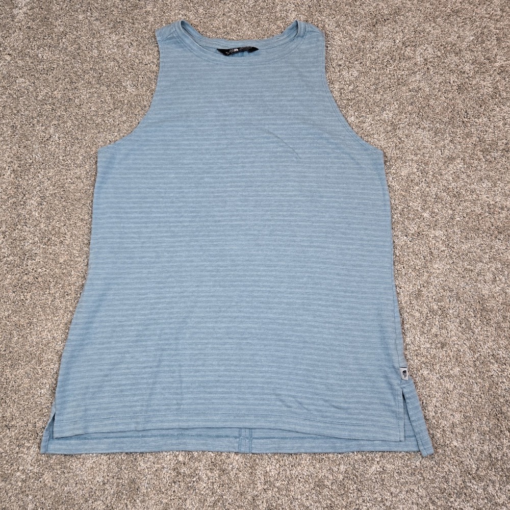 The North Face Women's Blue Active Tank Top Sleeveless Shirt Size L Striped